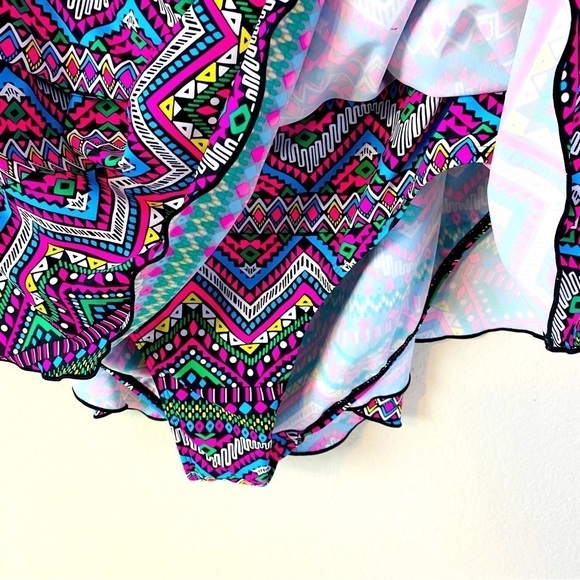 Swimsuits for All Neon Mosaic Print Retro Halter Swim Dress Size 32 - Picture 4 of 7